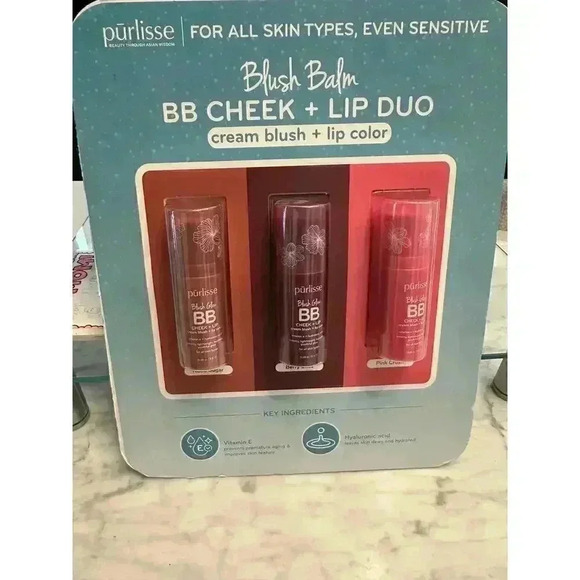 PURLISSE Blush Balm BB Cheek + LIP DUO Cream Blush + LIP Color NIP - Set of 3 - Picture 3 of 6